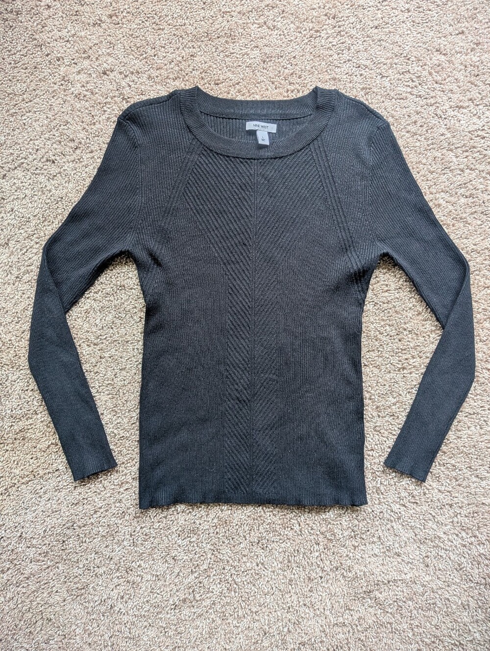 Nine West Ribbed Long Sleeve Crewneck Women's Large